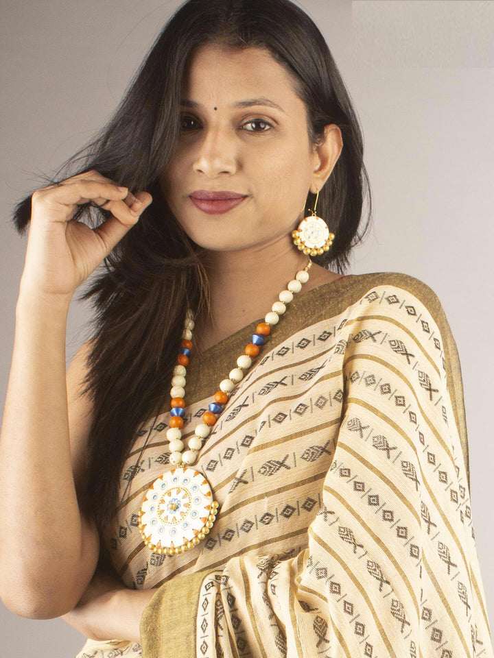 Hand Painted Terracotta Necklace Set - 9746 Jewellery Kasturi Sengupta   