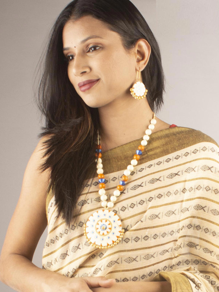 Hand Painted Terracotta Necklace Set - 9746 Jewellery Kasturi Sengupta   