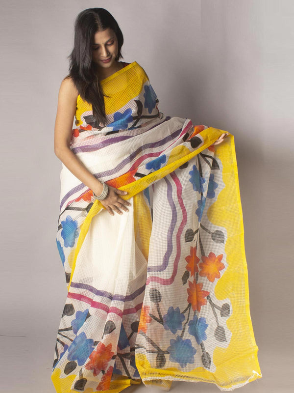 Hand Painted Cotton Resham Kota Saree without Blouse Piece - 9769 Saree Joydeep   