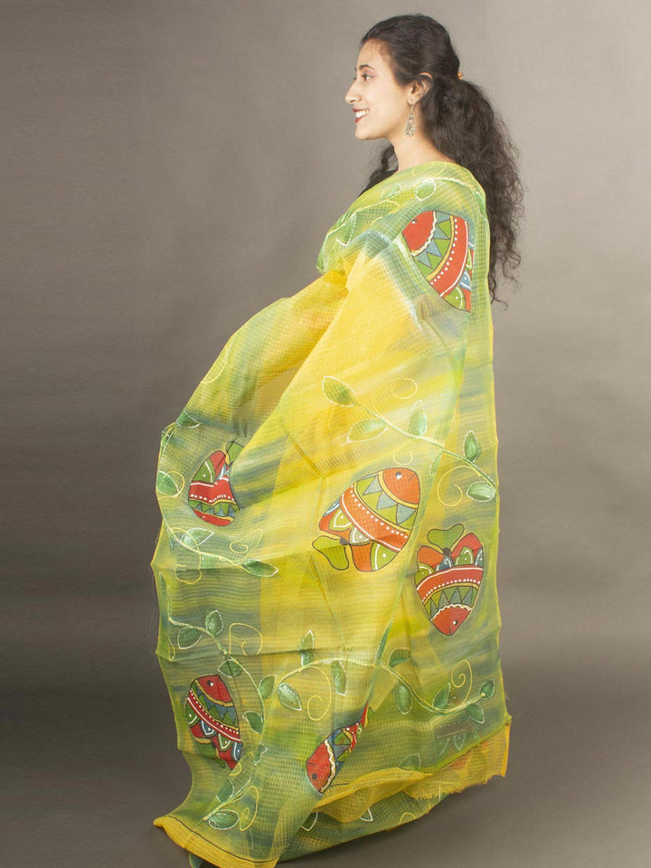 Hand Painted Cotton Resham Kota Saree without Blouse Piece - 9770 Saree Joydeep   