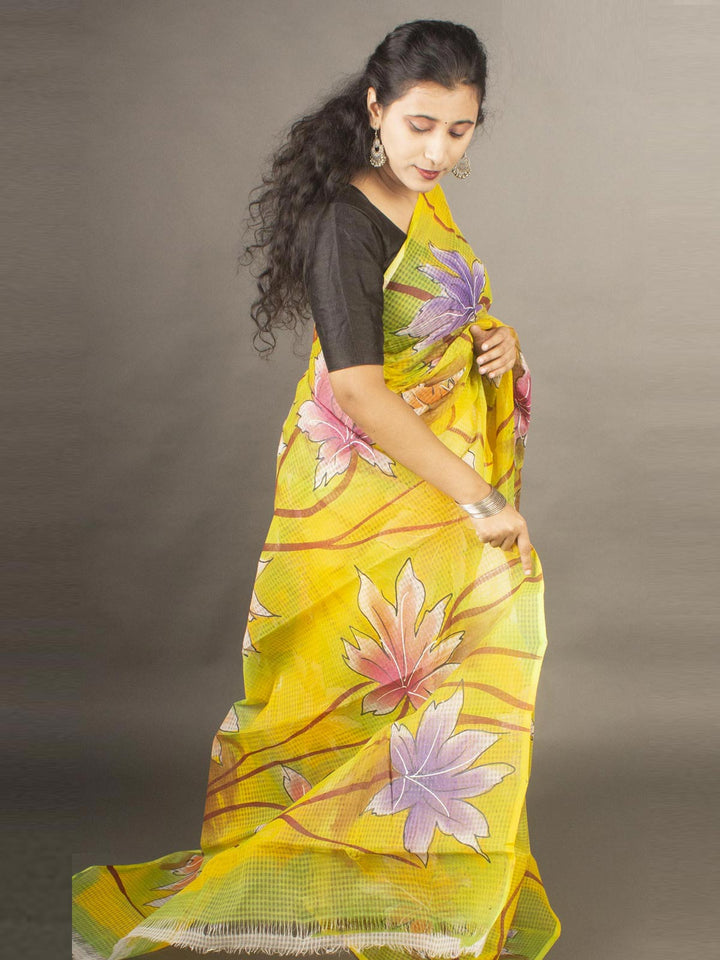 Hand Painted Cotton Resham Kota Saree without Blouse Piece - 9777 Saree Joydeep   