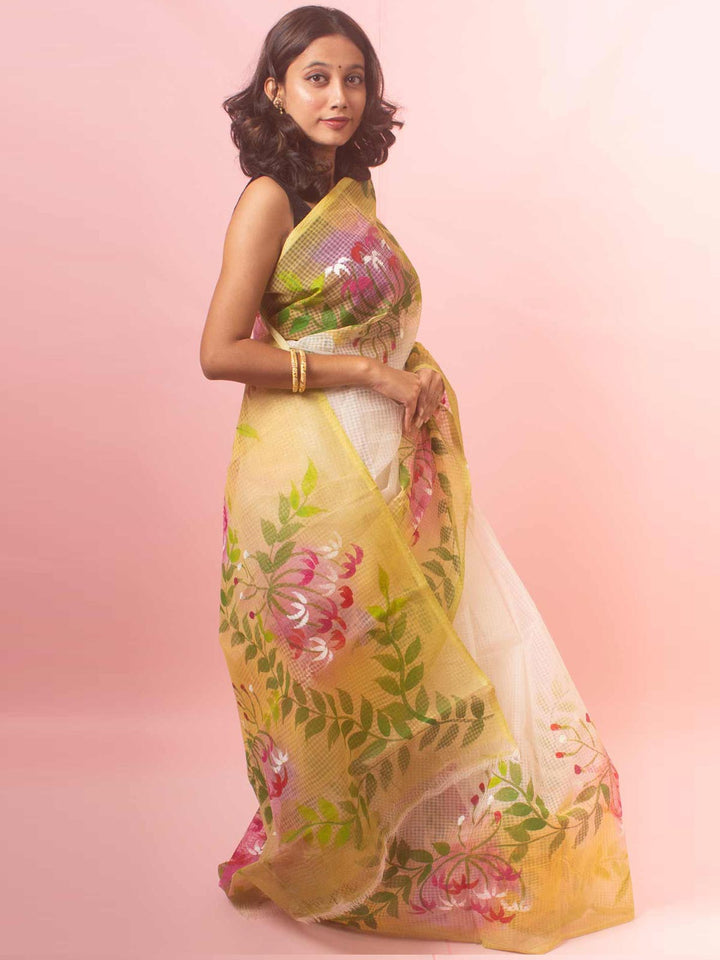 Hand Painted Cotton Resham Kota Saree without Blouse Piece - 9778 Saree Joydeep   