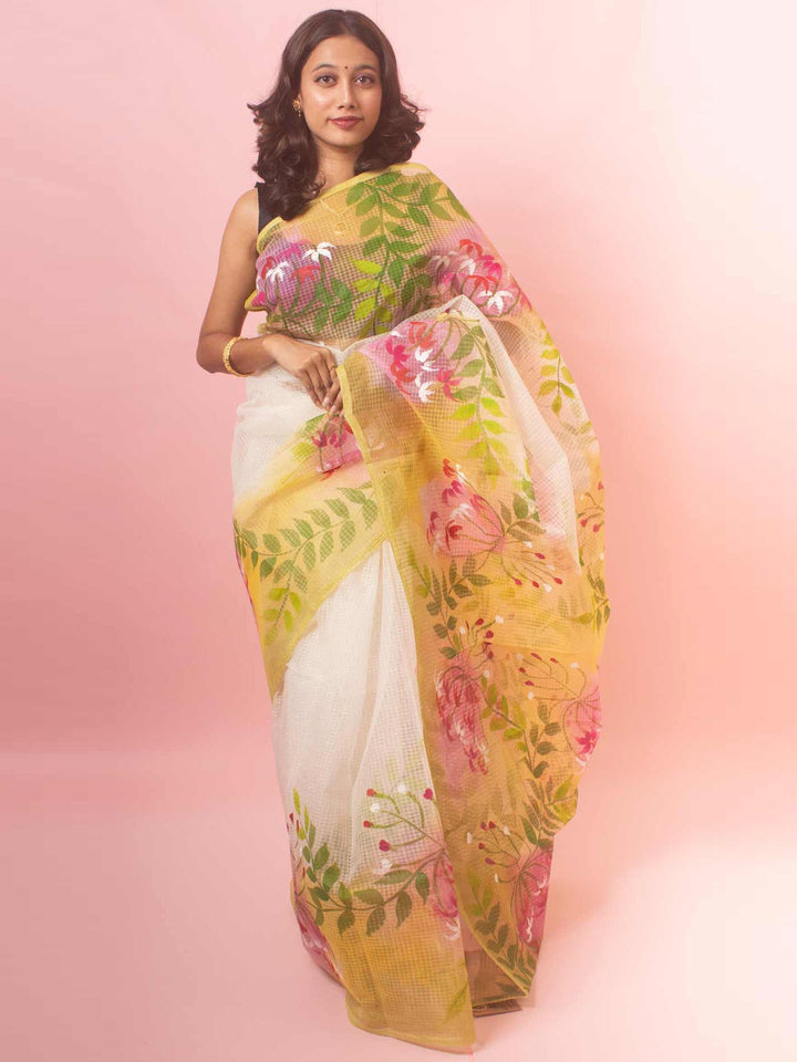 Hand Painted Cotton Resham Kota Saree without Blouse Piece - 9778 Saree Joydeep   