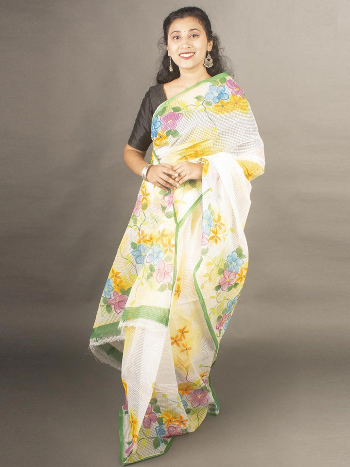 Hand Painted Cotton Resham Kota Saree without Blouse Piece - 9782 Saree Joydeep   