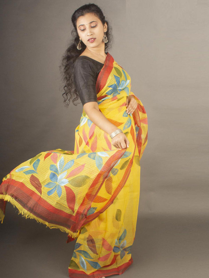 Hand Painted Cotton Resham Kota Saree without Blouse Piece - 9783 Saree Joydeep   