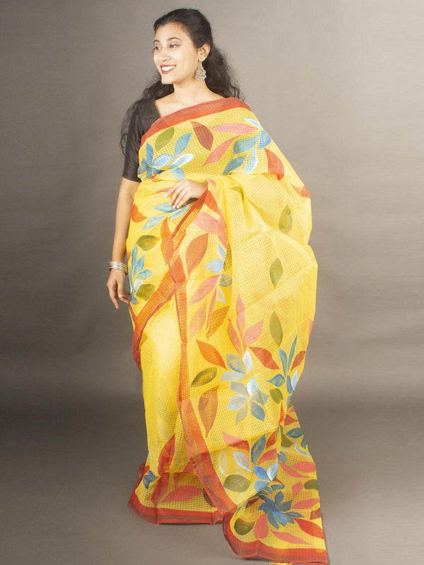 Hand Painted Cotton Resham Kota Saree without Blouse Piece - 9783 Saree Joydeep   