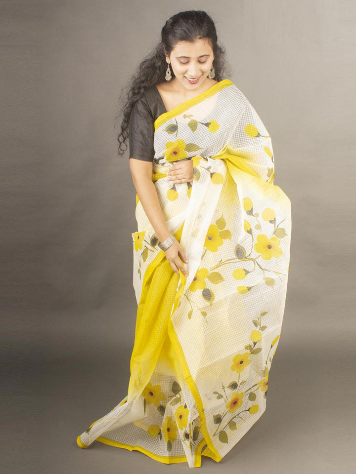 Hand Painted Cotton Resham Kota Saree without Blouse Piece - 9784 Saree Joydeep   