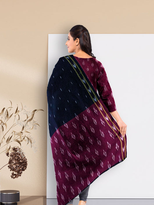 Pure Cotton Woven Ikkat Kurta Set - 20949 Women's Kurta Set AEVUM 2   