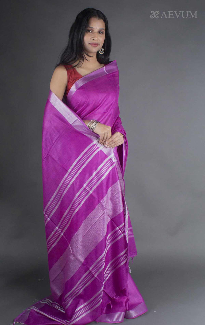 Semi Linen Saree with Blouse Piece - 7902 Saree Meera Roy   