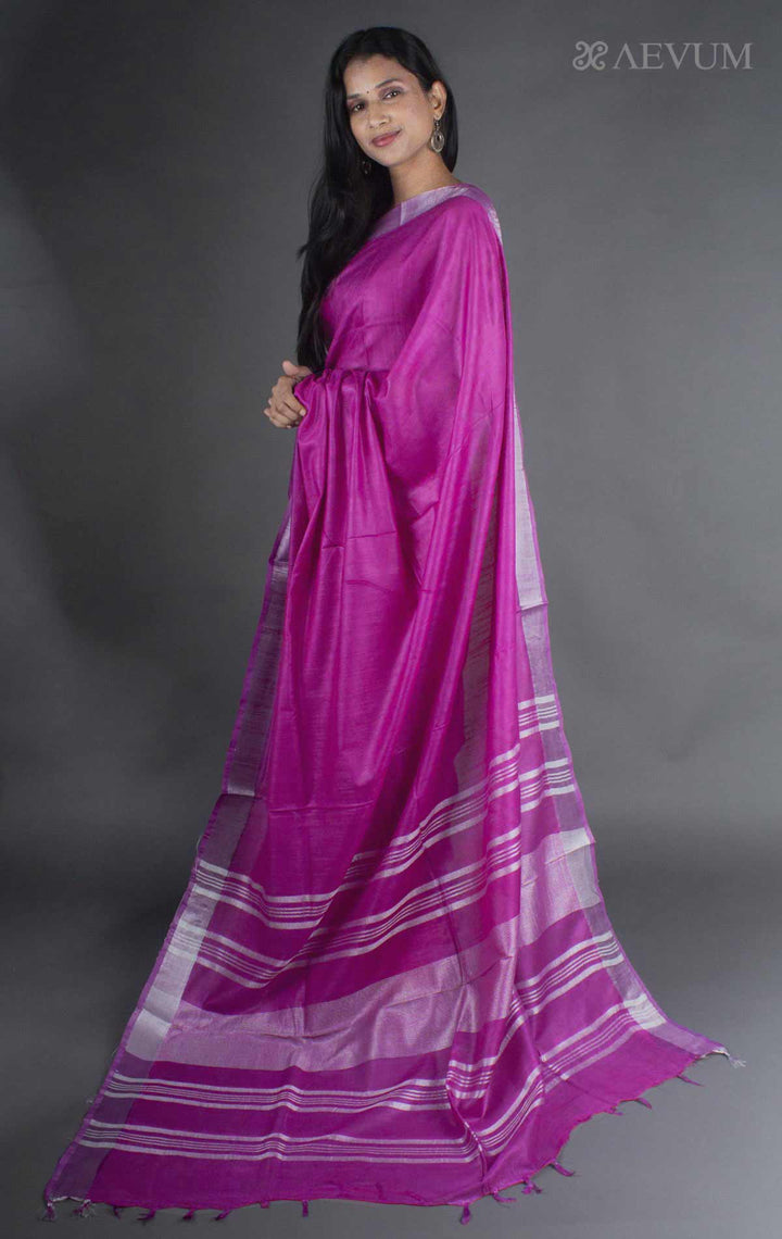 Semi Linen Saree with Blouse Piece - 7902 Saree Meera Roy   