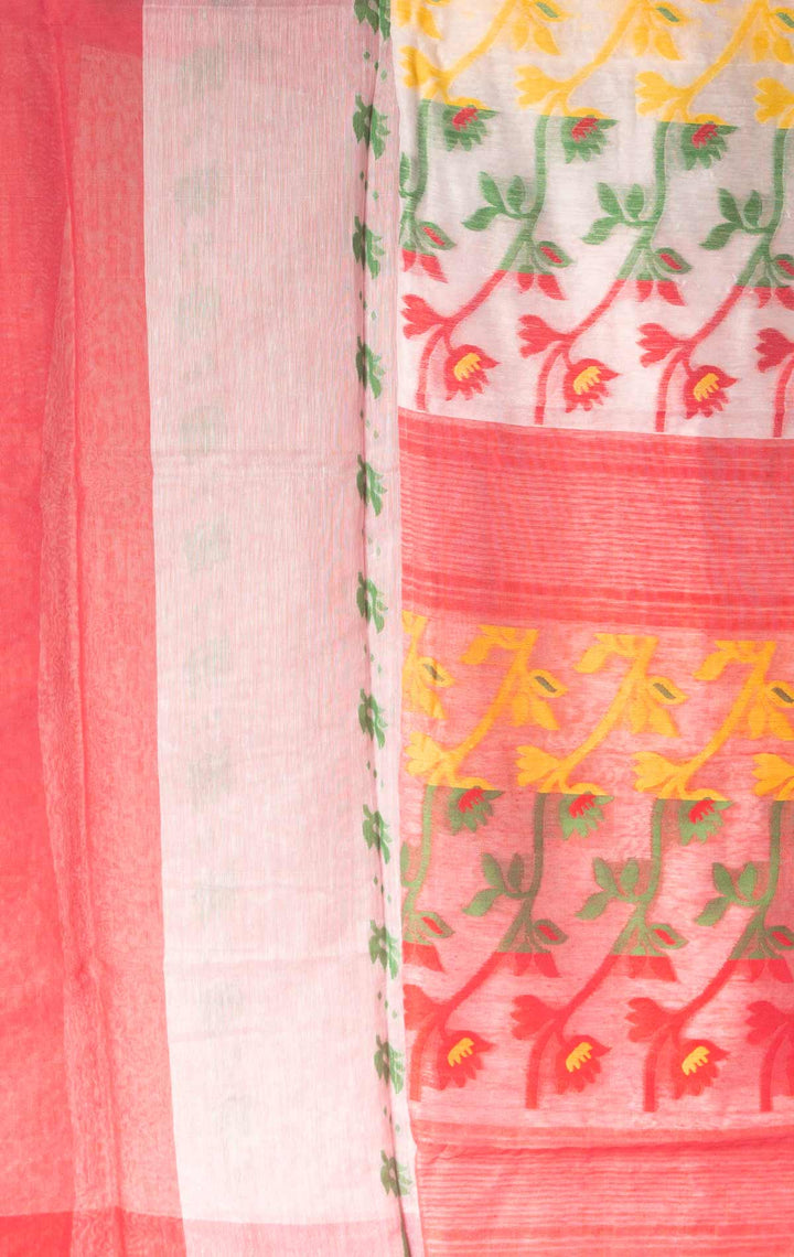 Dhakai Jamdani with Gap Work without Blouse Piece - 0377 Saree AEVUM