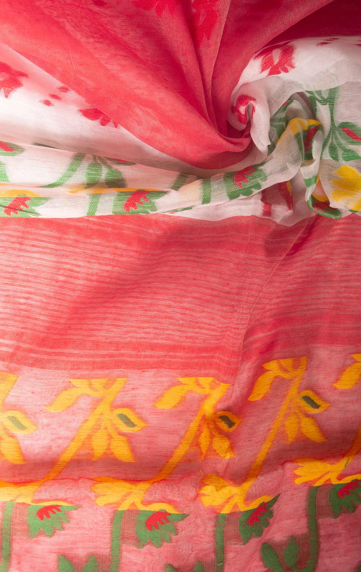 Dhakai Jamdani with Gap Work without Blouse Piece - 0377 Saree AEVUM