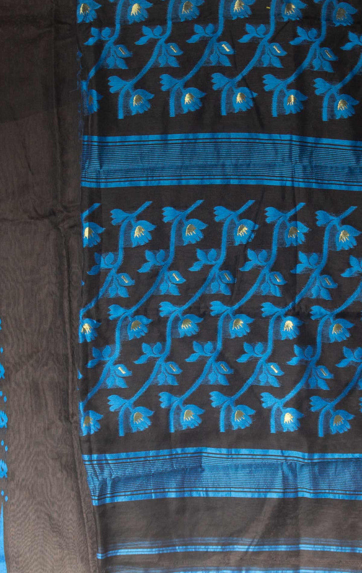 Dhakai Jamdani with Gap Work without Blouse Piece - 0382 Saree AEVUM