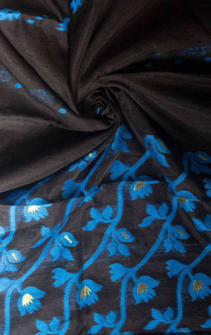 Dhakai Jamdani with Gap Work without Blouse Piece - 0382 Saree AEVUM