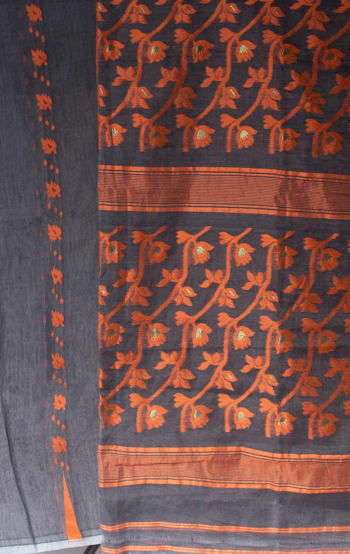 Pati Lata Gap Jamdani without Blouse Piece - 0392 Saree AEVUM
