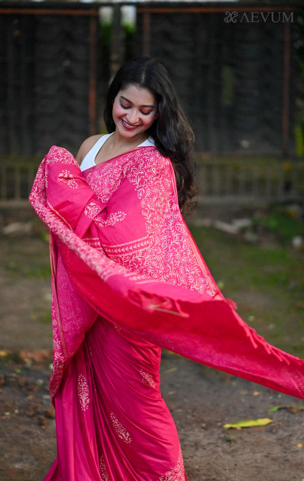 Katan Madhubani Silk Saree - 12693 - AEVUM