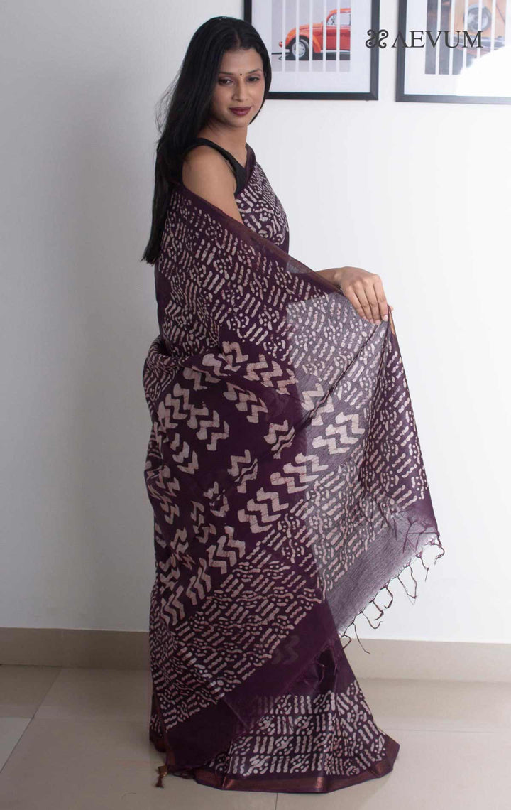 Katan Silk Saree with Batik Print - 2682 Saree Tausif   