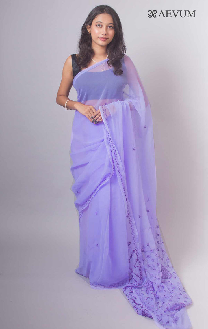Hand Embroidered Lucknowi Chikankari Saree - 15156 - AEVUM