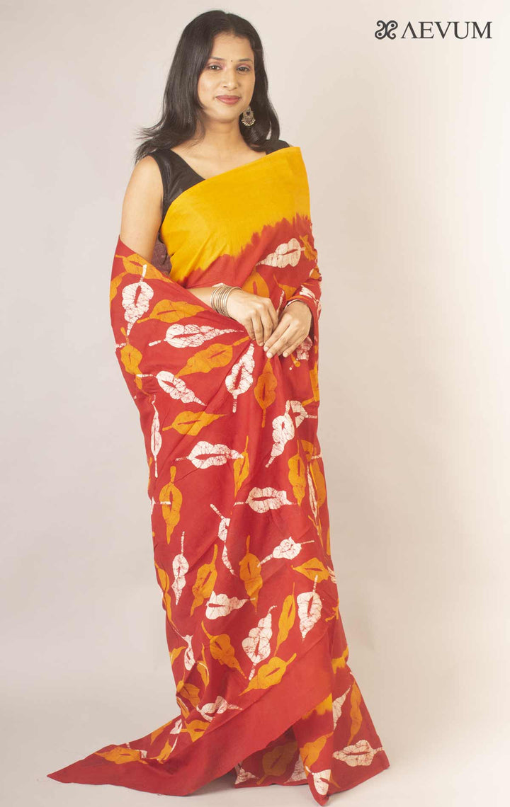 Hand Batik Mulmul Cotton Saree By Aevum - 14712 - AEVUM