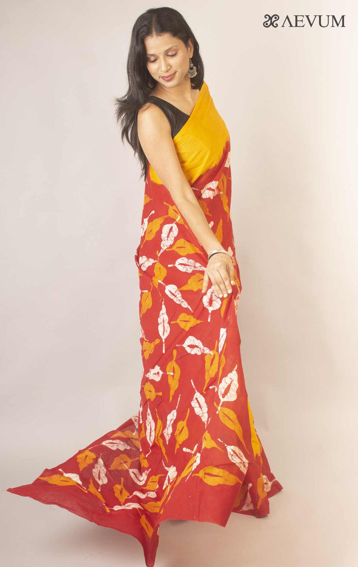 Hand Batik Mulmul Cotton Saree By Aevum - 14712 - AEVUM