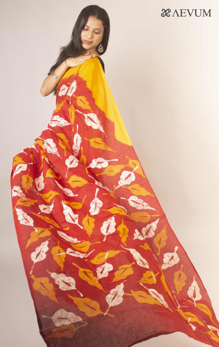 Hand Batik Mulmul Cotton Saree By Aevum - 14712 - AEVUM