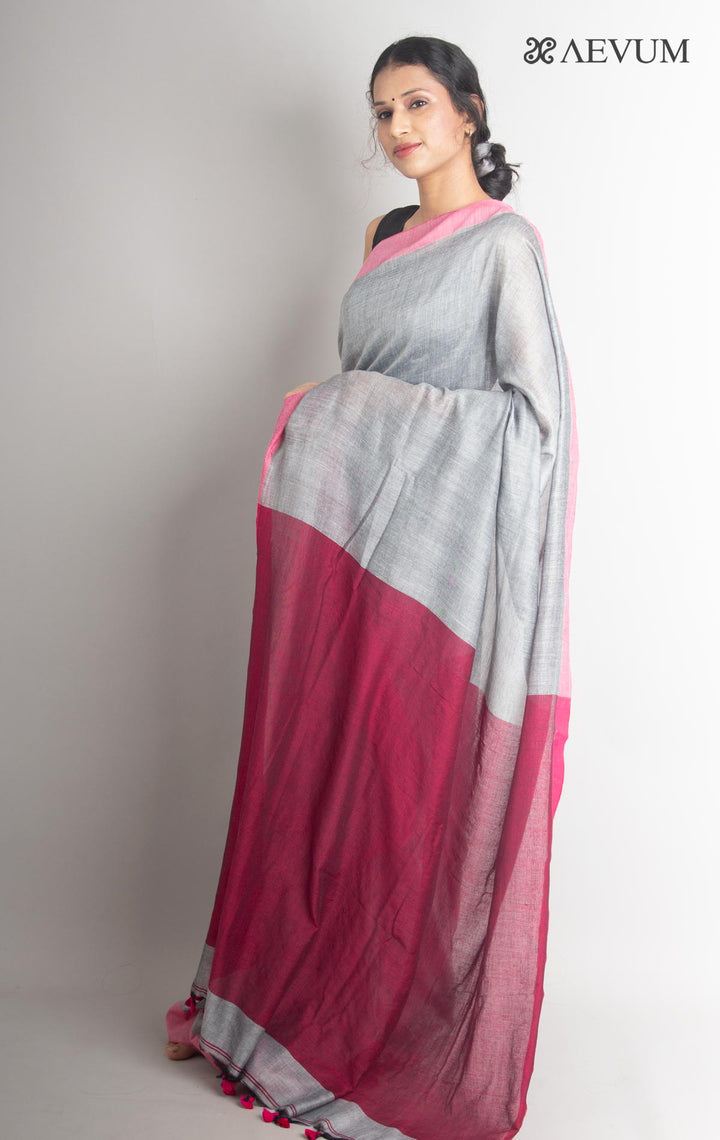 Handloom Cotton saree with Running Blouse piece - 0011 - AEVUM