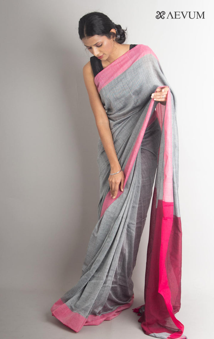 Handloom Cotton saree with Running Blouse piece - 0011 - AEVUM