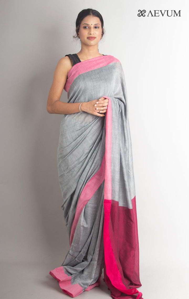 Handloom Cotton saree with Running Blouse piece - 0011 - AEVUM