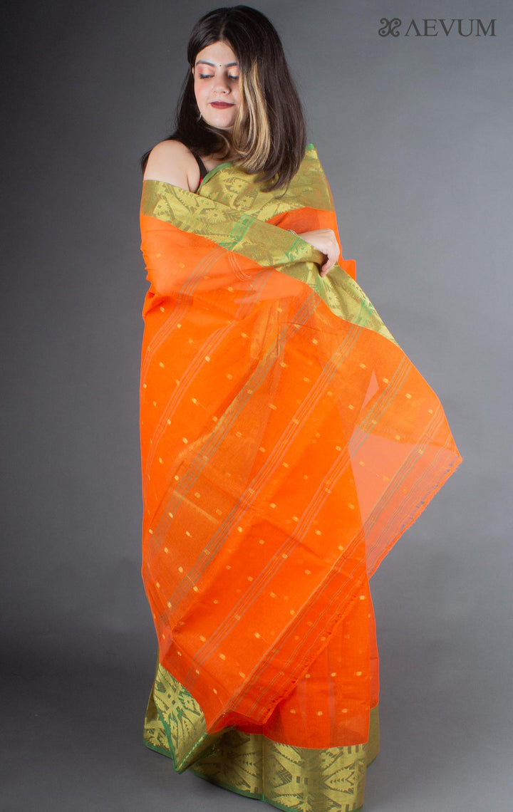 Bengal Cotton Zari Tant Handloom Saree Without Blouse Piece - 0022 - AEVUM