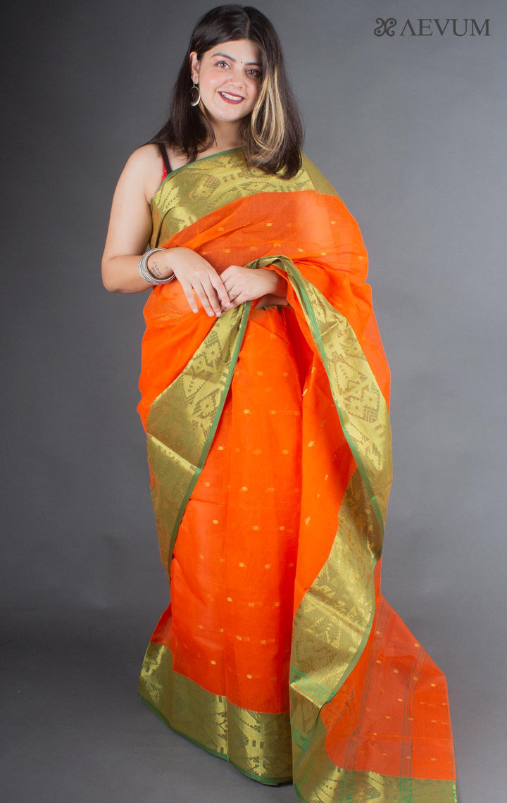 Bengal Cotton Zari Tant Handloom Saree Without Blouse Piece - 0022 - AEVUM