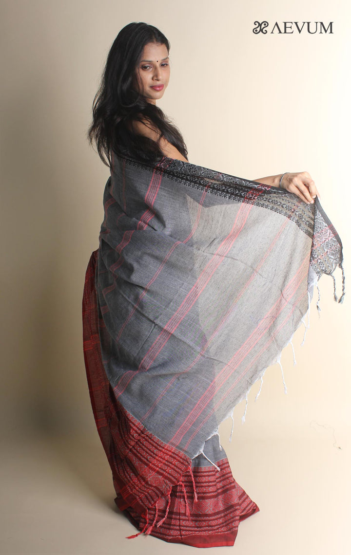 Begampuri Bengal Cotton Saree with Ganga Jamuna Border - 0025 - AEVUM