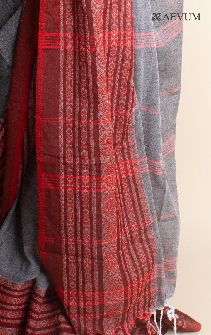 Begampuri Bengal Cotton Saree with Ganga Jamuna Border - 0025 - AEVUM