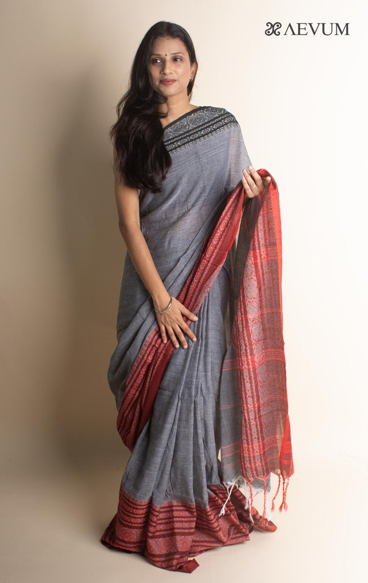 Begampuri Bengal Cotton Saree with Ganga Jamuna Border - 0025 - AEVUM