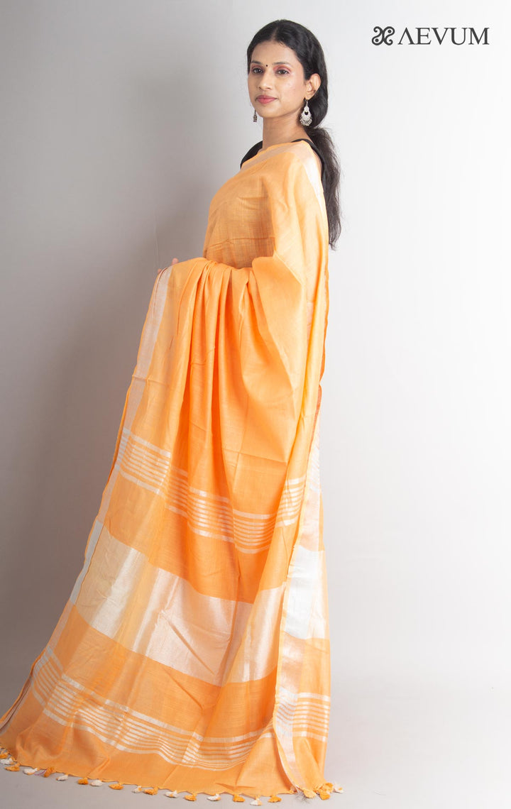 Semi Linen Saree with Blouse Piece - 0038 Saree Adworthy   