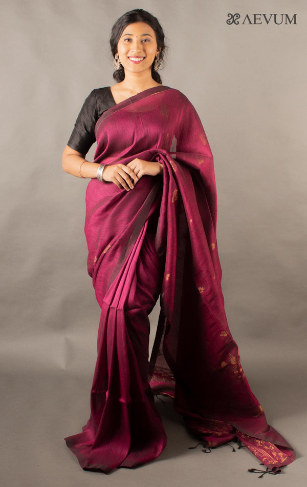 Organic Linen handloom Saree with blouse piece - 0042 - AEVUM