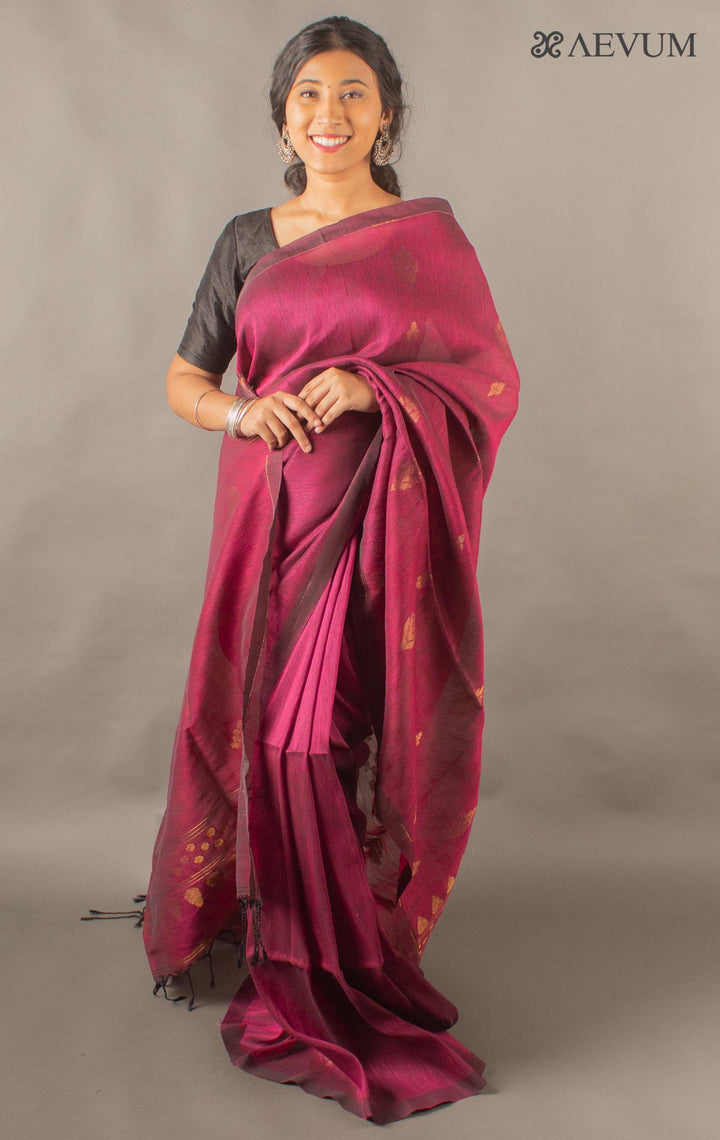 Organic Linen handloom Saree with blouse piece - 0042 Saree Dipanwita   