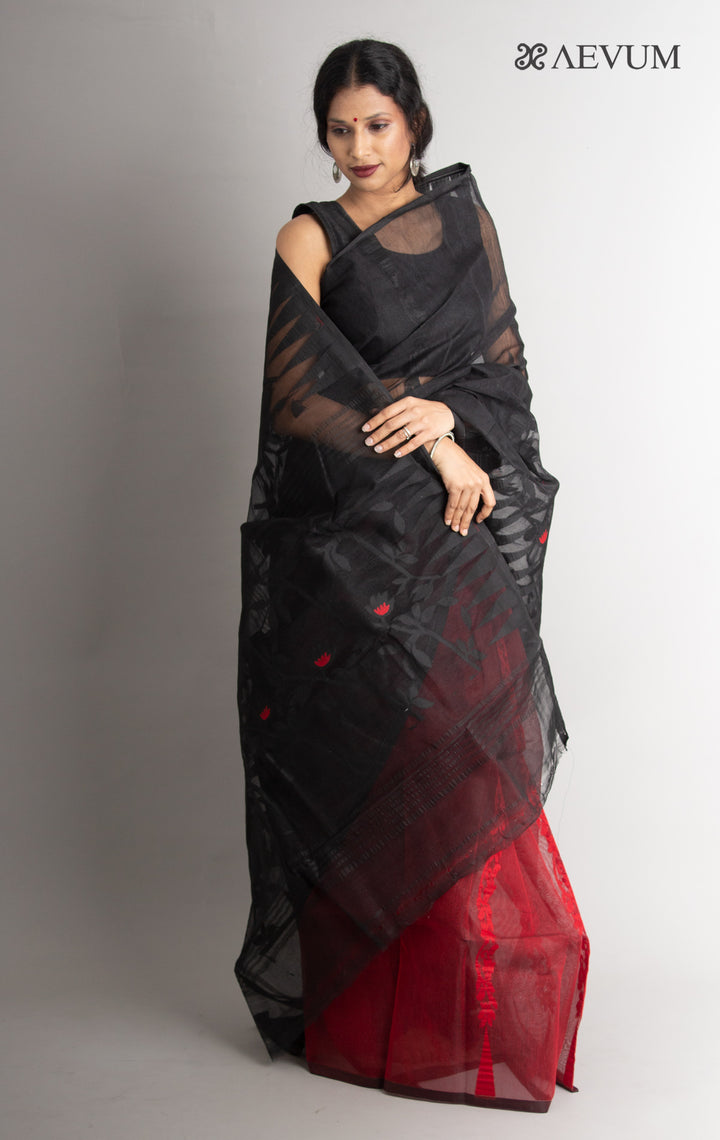 Dhakai Jamdani with Gap Work without Blouse Piece - 0385 - AEVUM