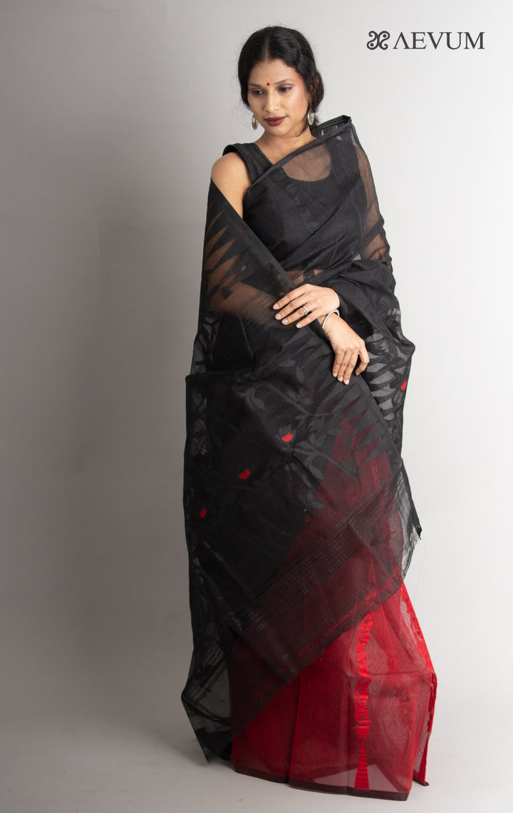 Dhakai Jamdani with Gap Work without Blouse Piece - 0385 - AEVUM