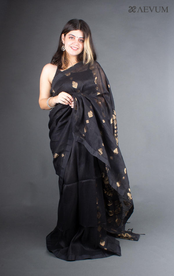 Organic Linen handloom Saree with blouse piece - 0424 - AEVUM