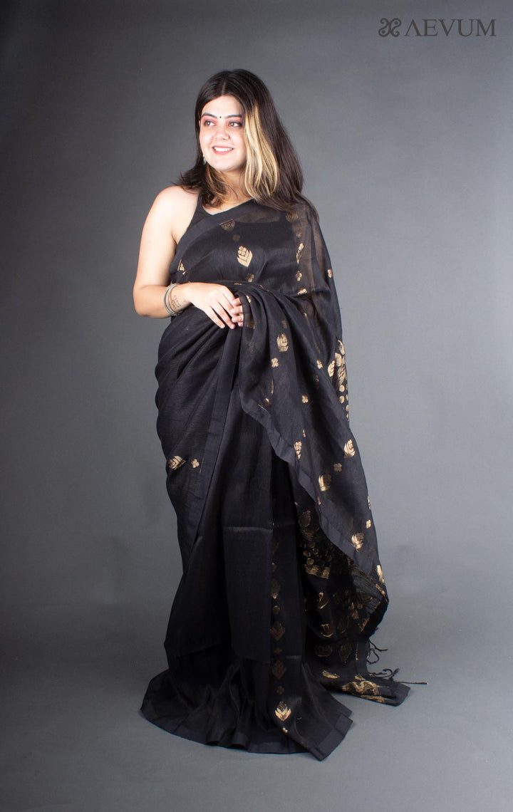 Organic Linen handloom Saree with blouse piece - 0424 - AEVUM