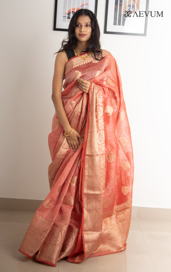 Silk Linen Banarasi Handloom Saree - 0451 Saree Sarala Devi   