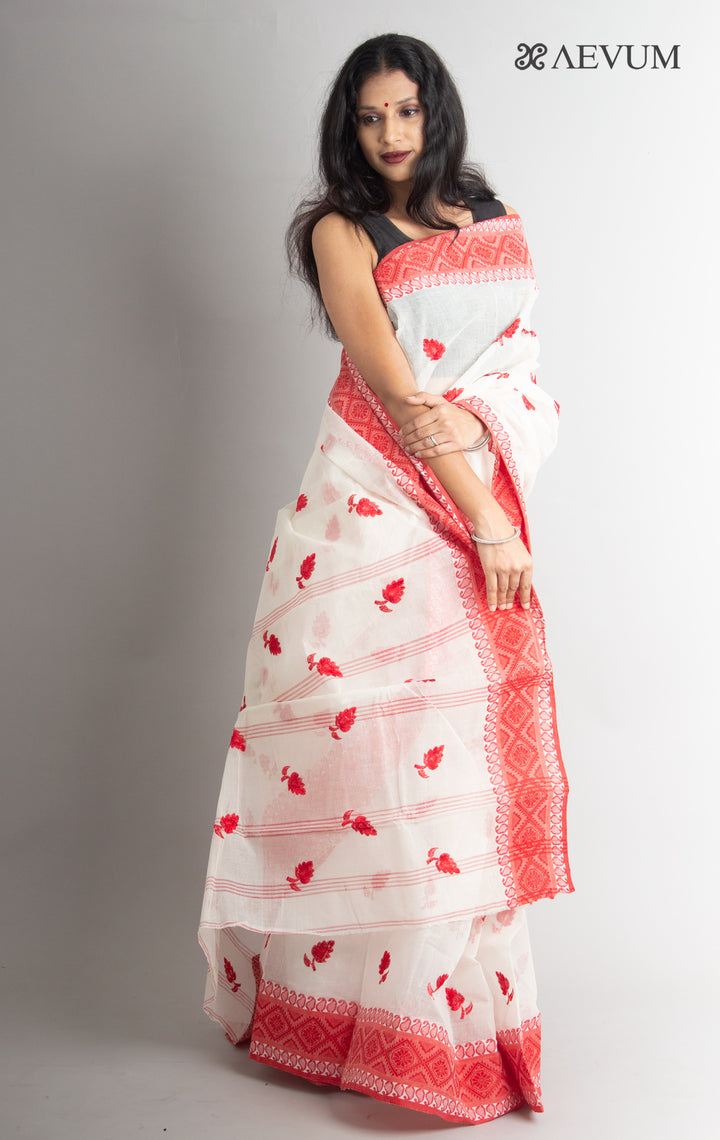 Bengal Cotton Tant Saree with Embroidery - 0465 Saree AEVUM