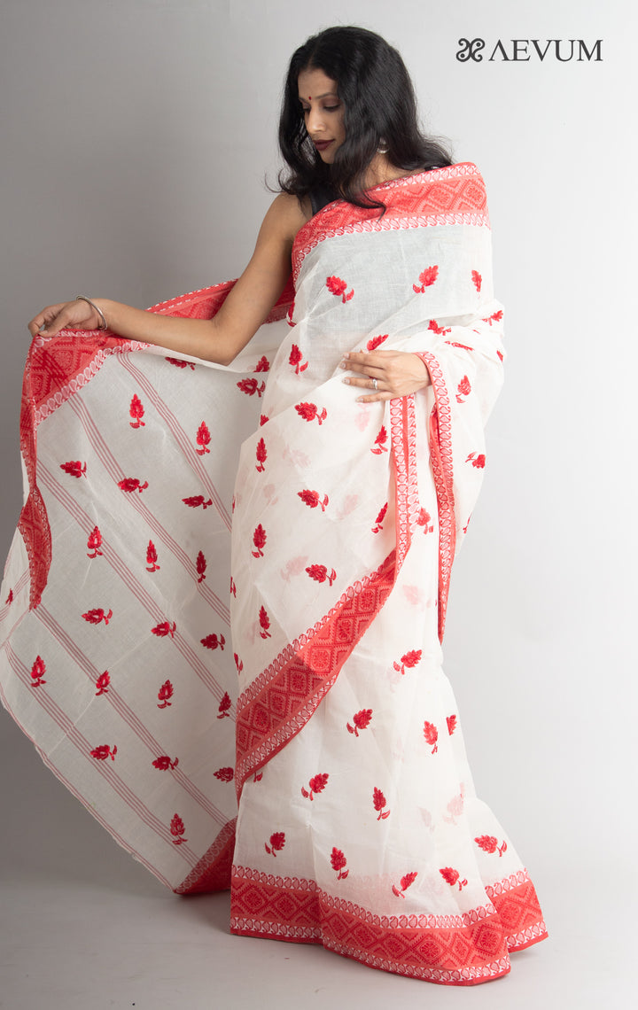 Bengal Cotton Tant Saree with Embroidery - 0465 Saree AEVUM