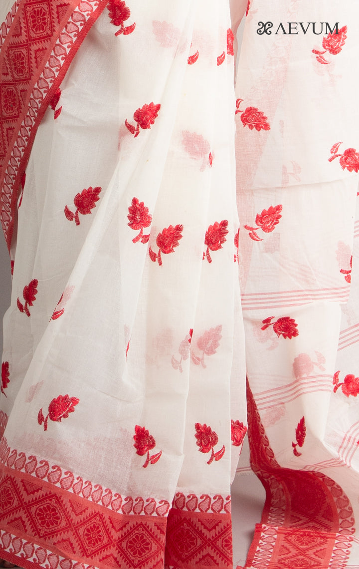 Bengal Cotton Tant Saree with Embroidery - 0465 Saree AEVUM