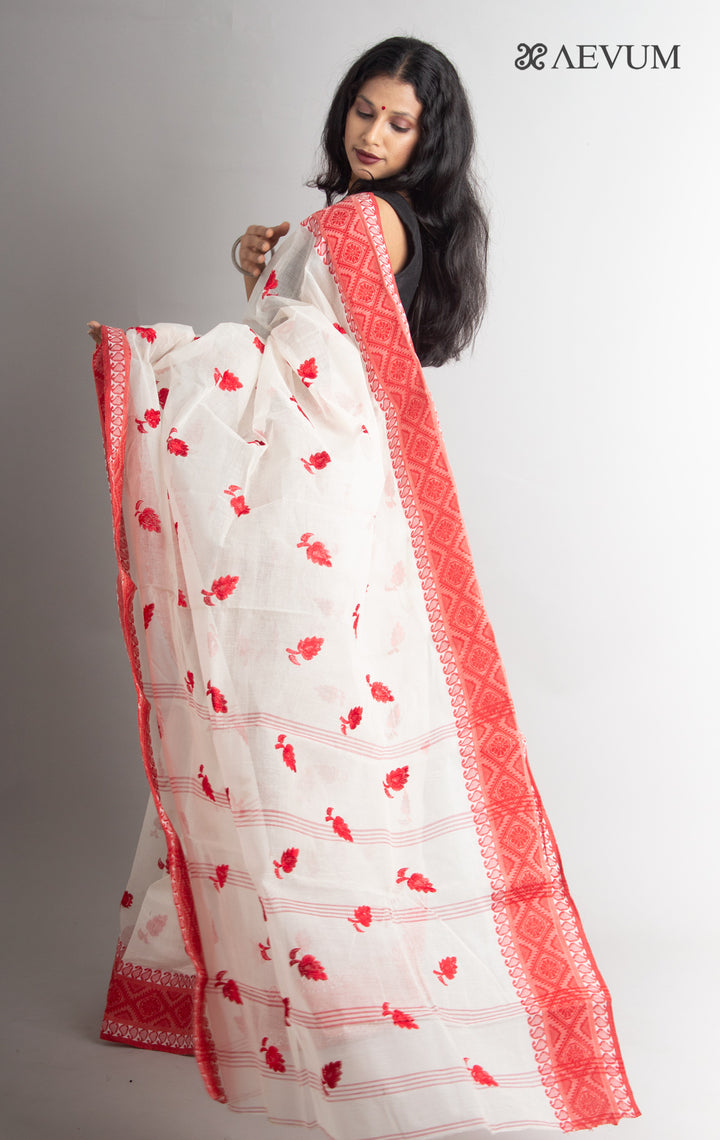 Bengal Cotton Tant Saree with Embroidery - 0465 Saree AEVUM