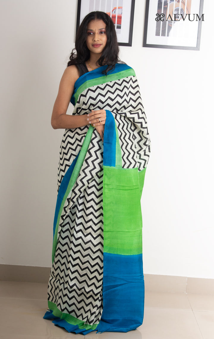 Three Ply Murshidabad Pure Silk Saree with Blouse Piece - 0472 - AEVUM