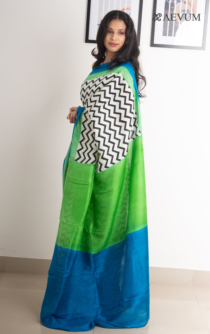 Three Ply Murshidabad Pure Silk Saree with Blouse Piece - 0472 - AEVUM
