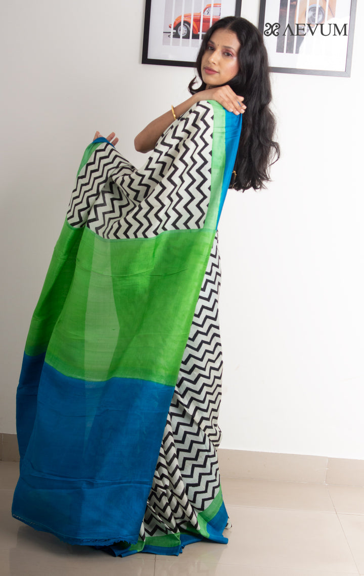 Three Ply Murshidabad Pure Silk Saree with Blouse Piece - 0472 - AEVUM