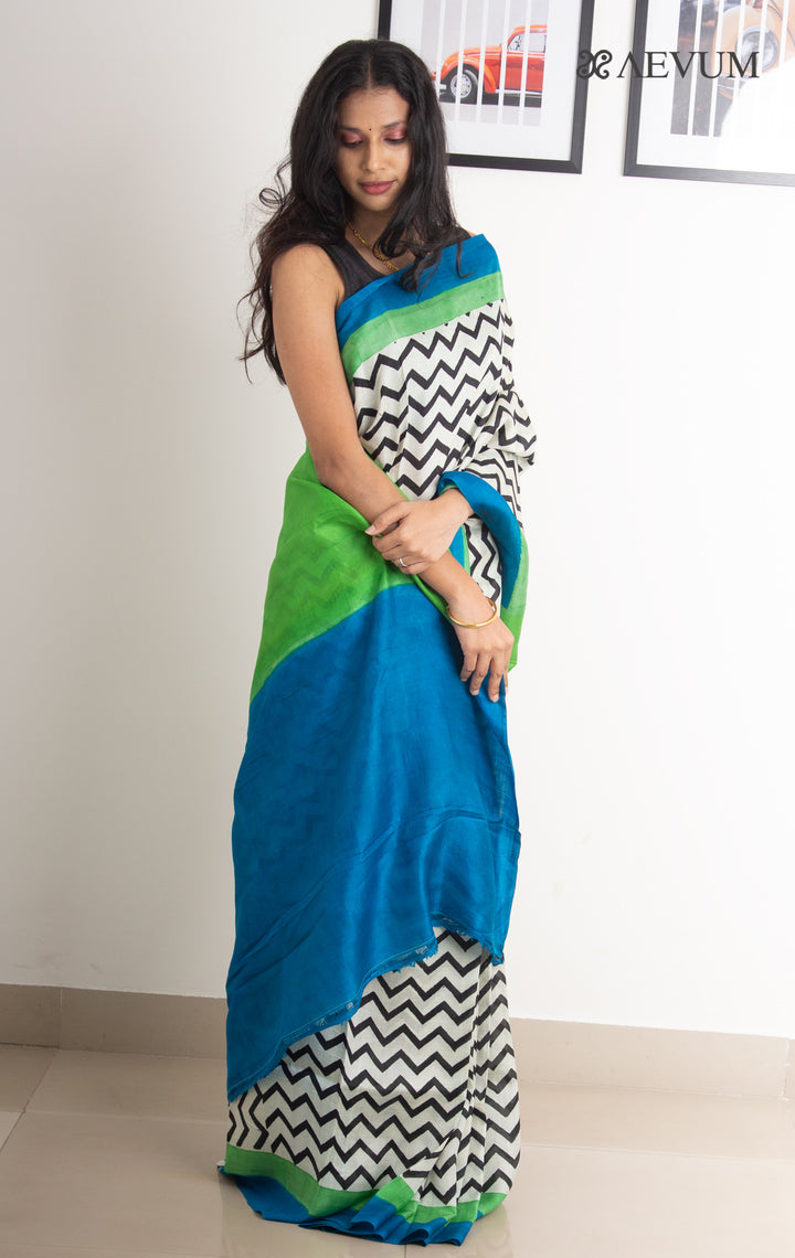 Three Ply Murshidabad Pure Silk Saree with Blouse Piece - 0472 - AEVUM