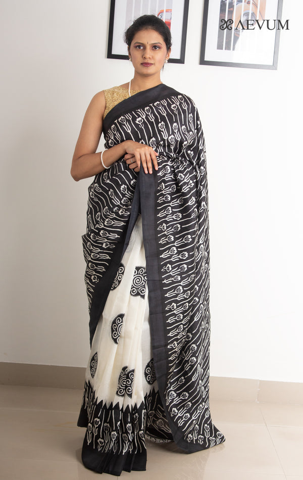 KKT137 PURE SILK MURSHIDABAD SAREE IN WHITE AND RED STRIPES